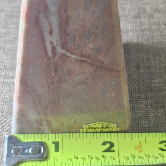 Vintage Obelisk Onyx Stone White Pink Salmon Tan Gray Hand Carved Mexico - Picture 5 of 7